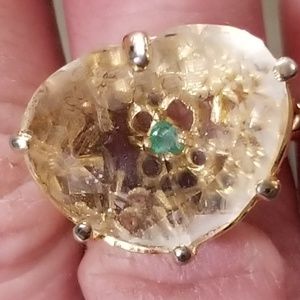 High end  Unique Heart Shaped Jade  Ring Size 6